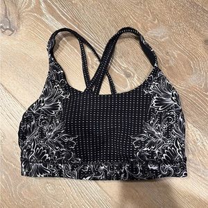 Lululemon energy bra sports bra in black and white pattern